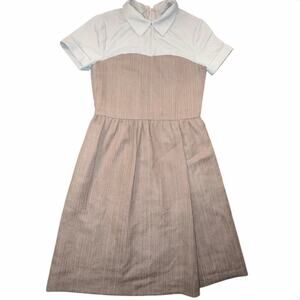 Gramercy Atelier Custom Taupe Two Tone Colorblock Dress Pointed Collar Size 6